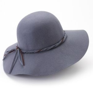 Slate Blue Floppy Hat - 100% Wool